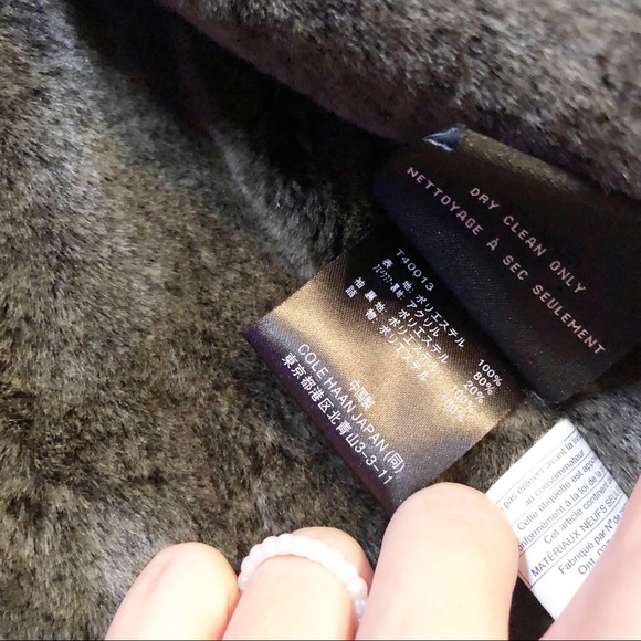 Cole Haan black long sleeve faux fur zip up jacket ski winter coat medium men’s - Picture 9 of 9